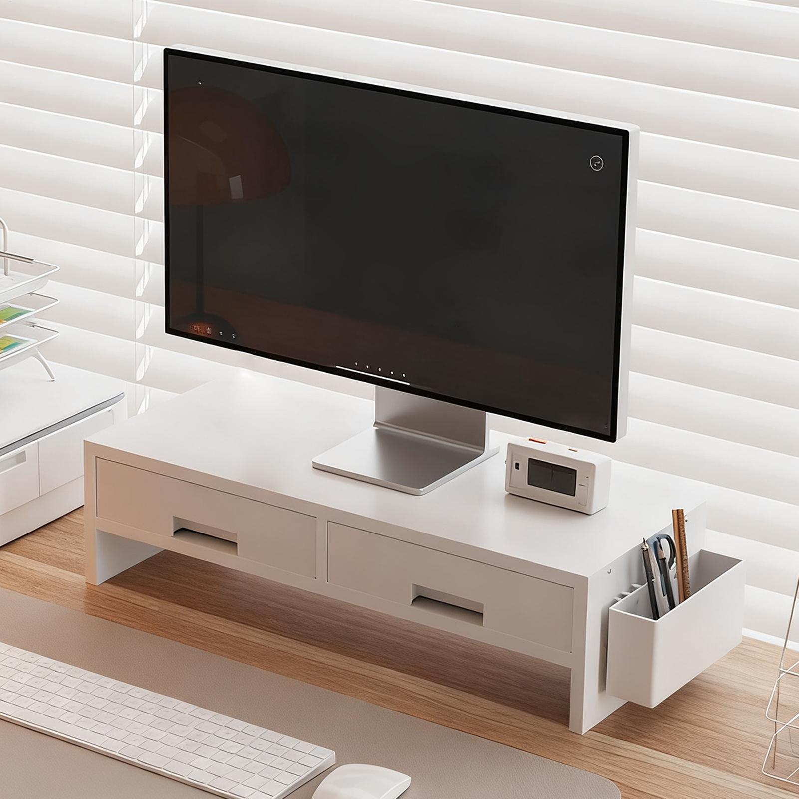 Monitor Riser Stand - Desk Monitor Stand Riser Double Drawer