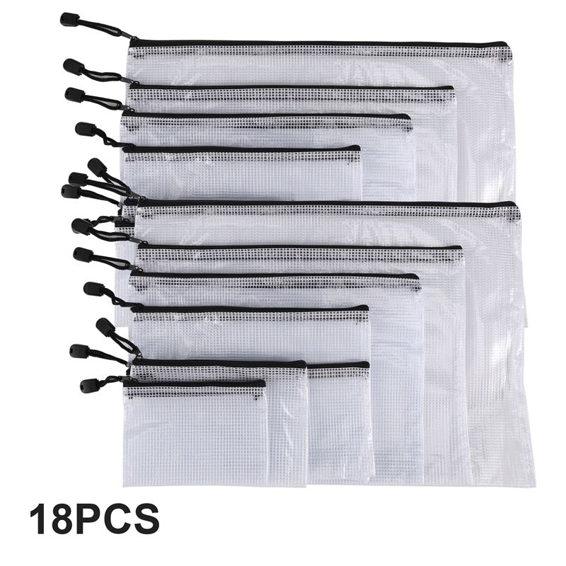 Home Office Bagas - Leading-18Pcs Mesh Zipper Pouch Document Bag,