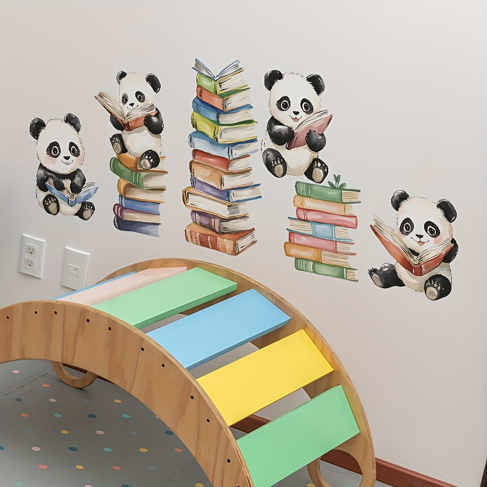 Cartoon Panda Read Book Wall S - Home Office Library recension och pris