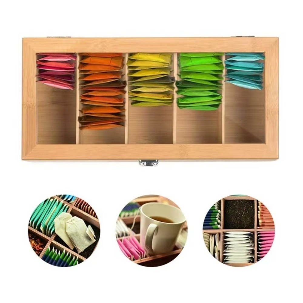 Portable Bamboo Tea bag Storag - Home Office Bagas recension och pris